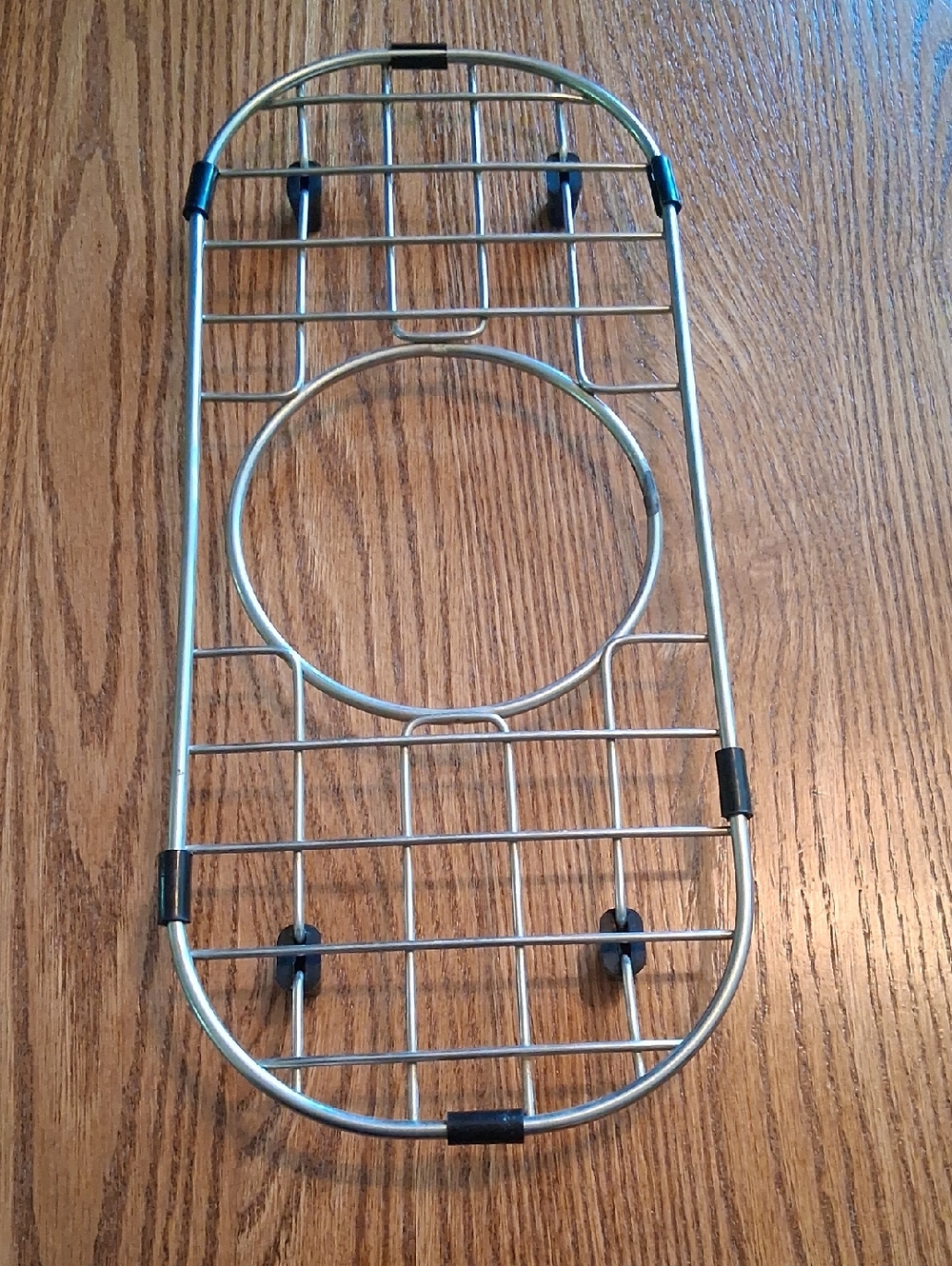 Houzer Stainless Steel Sink Grid with Center Drain - Silver-14 5/8" X 6 1/4"